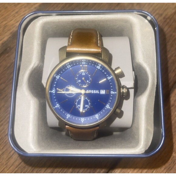 Fossil Rhett Watch BQ2099 Chronograph Date 42mm Brown Leather Band - Picture 1 of 6